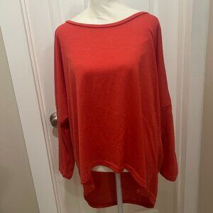 High-Low Wide-neck Lightweight Sweater - L